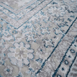 Loomed Blue Grey Traditional Medallion Bordered Living Runner Rug 70X240Cm - thumbnail 5
