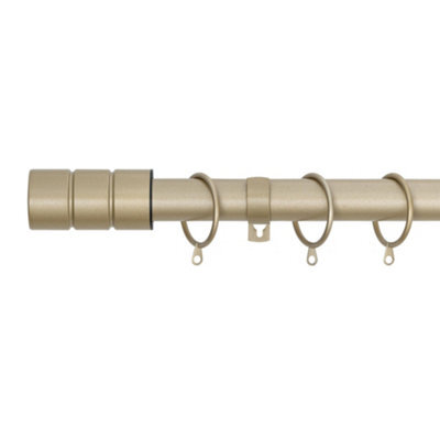 A.unique Home Plain Barrel Metal Extendable Curtain Pole With Rings And Fittings (25/28mm) - Matte Gold, 70Cm - 120Cm  Approx - image 1