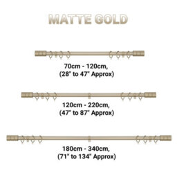 A.unique Home Plain Barrel Metal Extendable Curtain Pole With Rings And Fittings (25/28mm) - Matte Gold, 70Cm - 120Cm  Approx - thumbnail 6