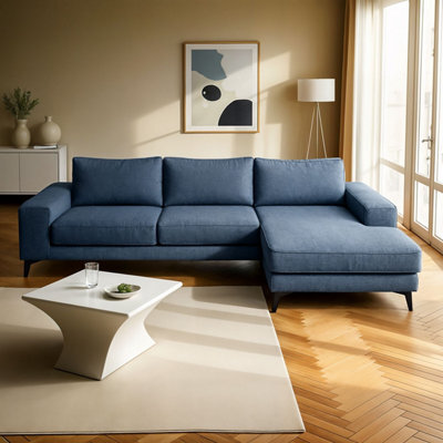 Abakus Direct Venice Corner Sofa In Light Blue Right Facing With Deep Seats And Extra-Wide Padded Arms - image 1