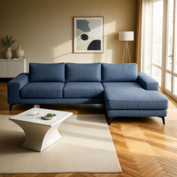 Abakus Direct Venice Corner Sofa In Light Blue Right Facing With Deep Seats And Extra-Wide Padded Arms