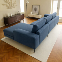 Abakus Direct Venice Corner Sofa In Light Blue Right Facing With Deep Seats And Extra-Wide Padded Arms - thumbnail 6
