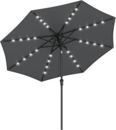 Songmics Garden Parasol Umbrella, 32 Solar Powered Led Lights, Dual-Tilt System, Outdoor Terrace Pool Balcony, Without Base, Grey - thumbnail 7