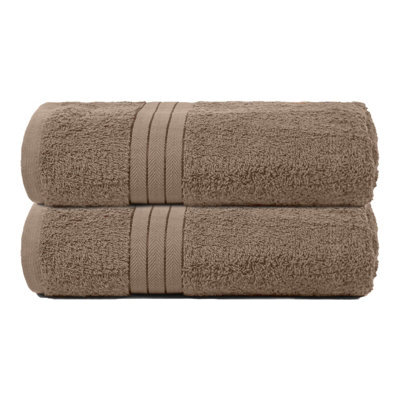 Ohs 2 Pack Of 100% Cotton Bath Towel, 70 X 115Cm - Mocha - image 1