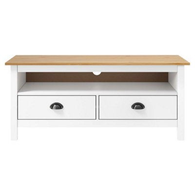 Berkfield Rustic Tv Cabinet Hill Range White 110X40X47 Cm Solid Pine Wood - image 1