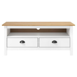 Berkfield Rustic Tv Cabinet Hill Range White 110X40X47 Cm Solid Pine Wood - thumbnail 1