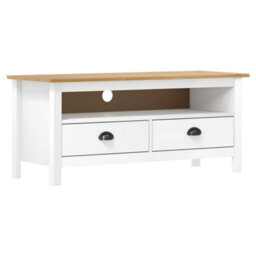 Berkfield Rustic Tv Cabinet Hill Range White 110X40X47 Cm Solid Pine Wood - thumbnail 2