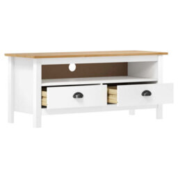 Berkfield Rustic Tv Cabinet Hill Range White 110X40X47 Cm Solid Pine Wood - thumbnail 3