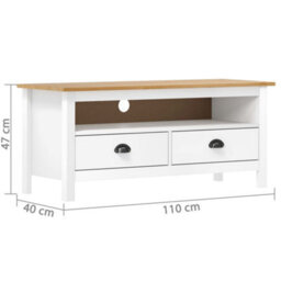 Berkfield Rustic Tv Cabinet Hill Range White 110X40X47 Cm Solid Pine Wood - thumbnail 4