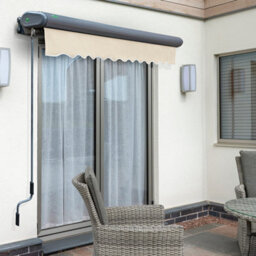Primrose Awnings 2.5M X 2.0M Retractable Manual Full Cassette Charcoal Frame Ivory Awning Outdoor Patio Canopy - thumbnail 5