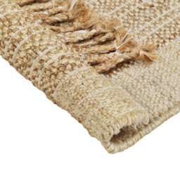 Wyld And Coco Boho Jute Area Rug Beige 140 X 200 Cm Handwoven Tassels Cotton-Edged - thumbnail 5