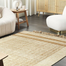 Wyld And Coco Boho Jute Area Rug Beige 140 X 200 Cm Handwoven Tassels Cotton-Edged - thumbnail 2