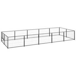 Berkfield Durable Dog Kennel Black 10 M2 Steel - thumbnail 2