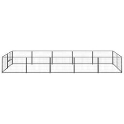 Berkfield Durable Dog Kennel Black 10 M2 Steel - thumbnail 1