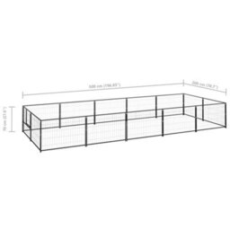 Berkfield Durable Dog Kennel Black 10 M2 Steel - thumbnail 6