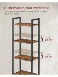 LEDREM 6-Tier Bookcase, Tall Bookshelf With Door, Adjustable Shelves, Living Room Bedroom, Rustic Brown And Black - thumbnail 5