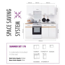 Heze Furniture Summer 5 Unit Kitchen Cabinets Set 170Cm In Cashmere Matt - thumbnail 6