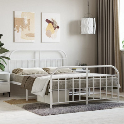Berkfield Metal Bed Frame With Headboard And Footboard White 140X200 Cm - image 1