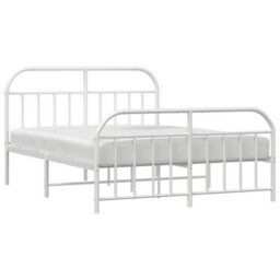 Berkfield Metal Bed Frame With Headboard And Footboard White 140X200 Cm - thumbnail 4