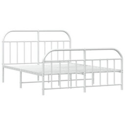 Berkfield Metal Bed Frame With Headboard And Footboard White 140X200 Cm - thumbnail 5