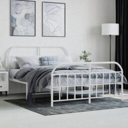 Berkfield Metal Bed Frame With Headboard And Footboard White 140X200 Cm - thumbnail 3