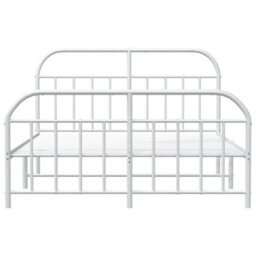 Berkfield Metal Bed Frame With Headboard And Footboard White 140X200 Cm - thumbnail 6