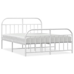 Berkfield Metal Bed Frame With Headboard And Footboard White 140X200 Cm - thumbnail 2