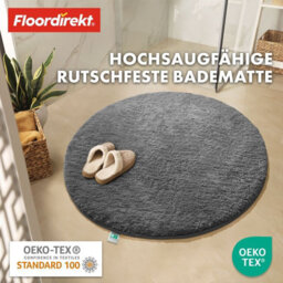 Floordirekt Sky Round Microfibre Bath Mat Soft 30mm Pile Non Slip Washable Bathroom Rug Dark Grey 95 X 95 X 3 Cm - thumbnail 3