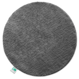 Floordirekt Sky Round Microfibre Bath Mat Soft 30mm Pile Non Slip Washable Bathroom Rug Dark Grey 95 X 95 X 3 Cm