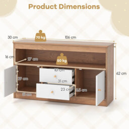Costway Kids Toy Storage Organizer Wooden Children Bookshelf Storage Chest W/ Open Shel - thumbnail 3