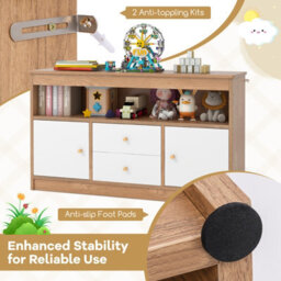 Costway Kids Toy Storage Organizer Wooden Children Bookshelf Storage Chest W/ Open Shel - thumbnail 7
