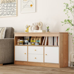 Costway Kids Toy Storage Organizer Wooden Children Bookshelf Storage Chest W/ Open Shel