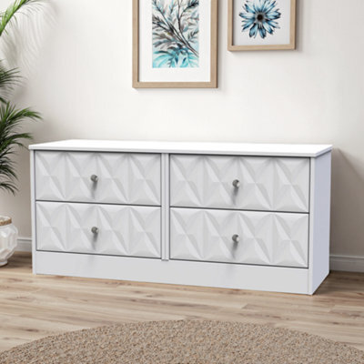 San Jose Ready Assembled Matt White No Effect 4 Drawer Wide Chest (H)521mm (W)1146mm (D)395mm - image 1