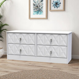 San Jose Ready Assembled Matt White No Effect 4 Drawer Wide Chest (H)521mm (W)1146mm (D)395mm - thumbnail 1