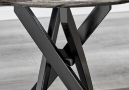 Furniturebox Uk Novara Round Side Table With Grey Glass Marble Effect Top And Black Legs - thumbnail 4