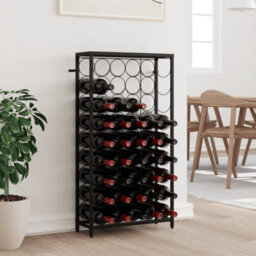 Walplus Wine Rack For 45 Bottles Black 54X18X100 Cm Wrought Iron