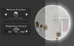 Probaty Bathrooms 600mm Round 3 Colors Led Mirror With Bluetooth,anti-Fog Touch Sensor Backlit Illuminated Wall Mirror - thumbnail 5