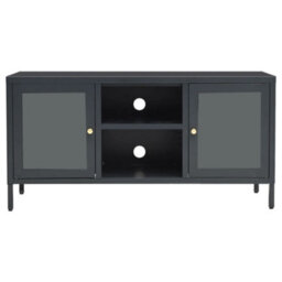 Walplus Tv Cabinet Anthracite 105X35X52 Cm Steel And Glass - thumbnail 3