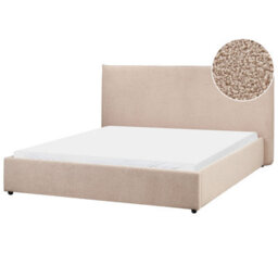 Beliani Bed Boucle Lavaur 160 X 200 Cm (Eu King Size) Taupe - thumbnail 1