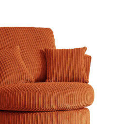 Furnishings For Less UK Luxor Jumbo Cord Orange Fabric Single Seater 360 Degree Swivel Chair Sofa Accessory - thumbnail 3