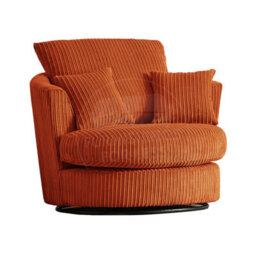 Furnishings For Less UK Luxor Jumbo Cord Orange Fabric Single Seater 360 Degree Swivel Chair Sofa Accessory - thumbnail 1