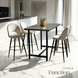 Tectake Bar Stool Rachel With Backrest And Velvet Look Cover, 49 X 58 X 110 Cm - Cream/black, Set Of 6 - thumbnail 7