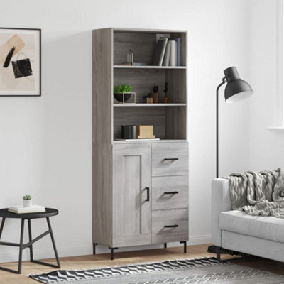 Berkfield Highboard Grey Sonoma 69.5X34X180 Cm Engineered Wood - image 1