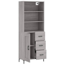 Berkfield Highboard Grey Sonoma 69.5X34X180 Cm Engineered Wood - thumbnail 4