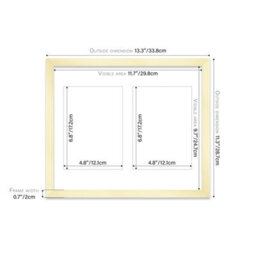 12X10 Inch 2 Opening Photo Collage Frame, Display Two 7X5 Inch Photos, Multi Aperture Family Picture Frame, Gold - thumbnail 4