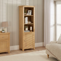 The Furniture Market Marbury Oak Tall Narrow Bookcase With 1 Door Cupboard - thumbnail 3