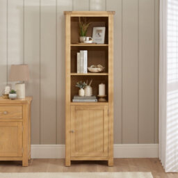 The Furniture Market Marbury Oak Tall Narrow Bookcase With 1 Door Cupboard - thumbnail 2