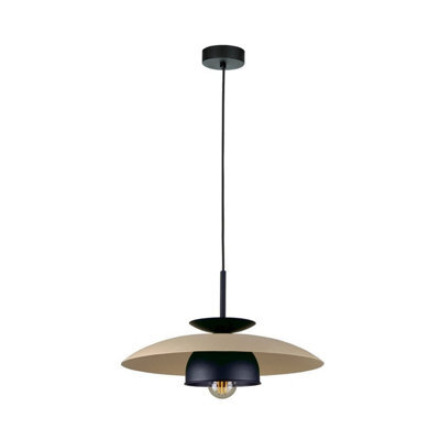 Luminosa Lighting Luminosa Zenya Dome Pendant Ceiling Light Beige, Black 1X E27 - image 1