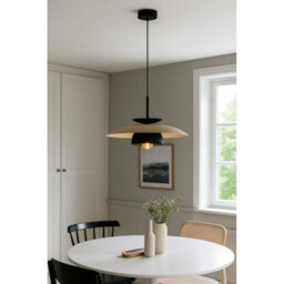 Luminosa Lighting Luminosa Zenya Dome Pendant Ceiling Light Beige, Black 1X E27 - thumbnail 2