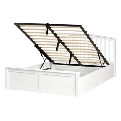 Beliani Ottoman Bed Pine Wood Clarbec 140 X 200 Cm (Eu Double) White - image 1